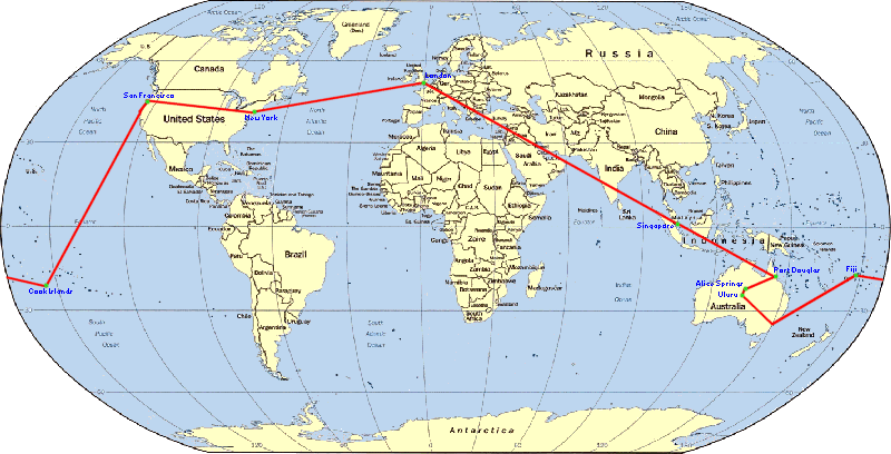 Round The World 2000 Route Map