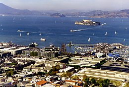 Fisherman's Wharf and Alcatraz from Coit Tower
